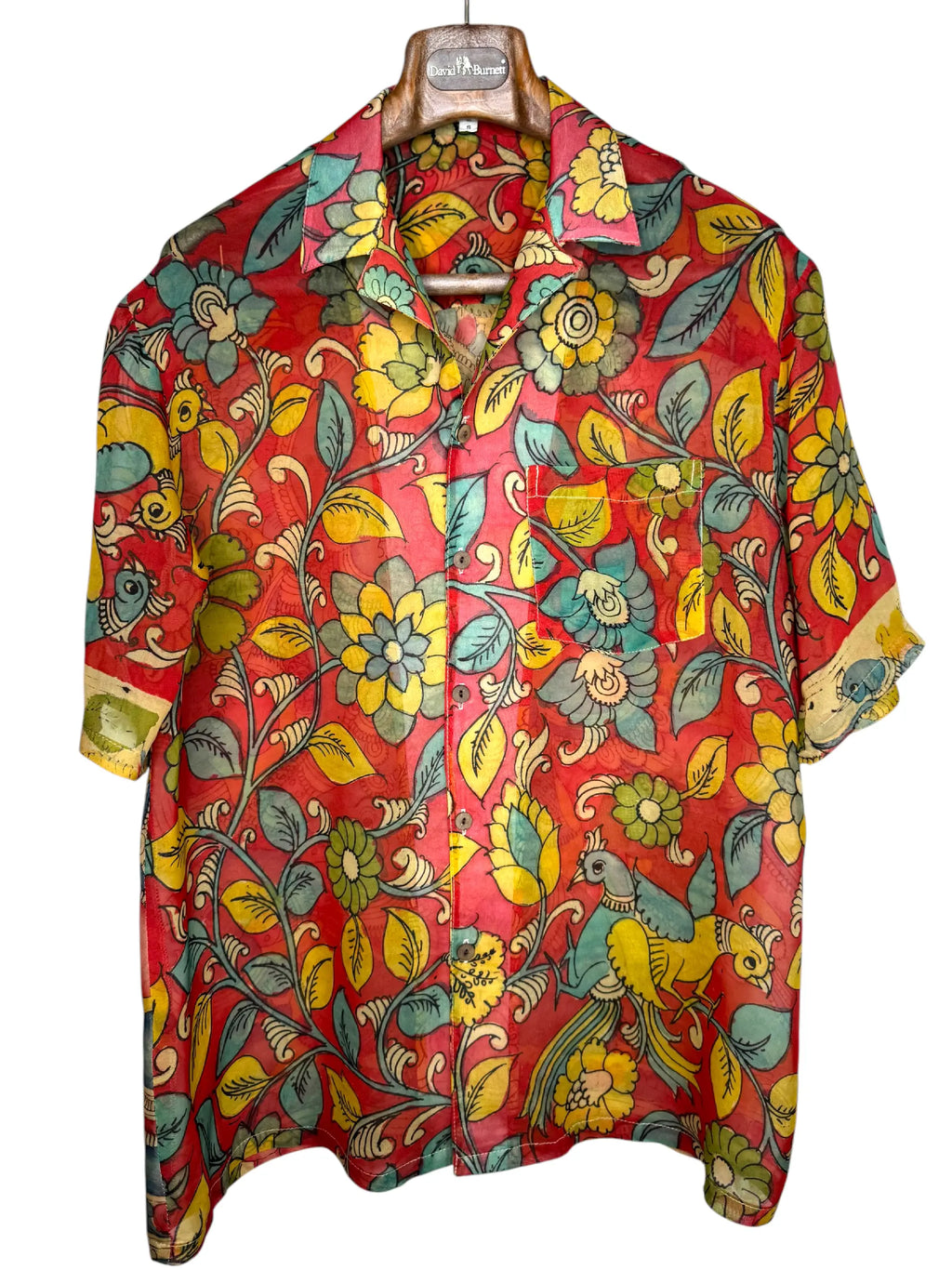 Camicia Etnica Seta Tussar Organza Krishna Fiori - Tg S