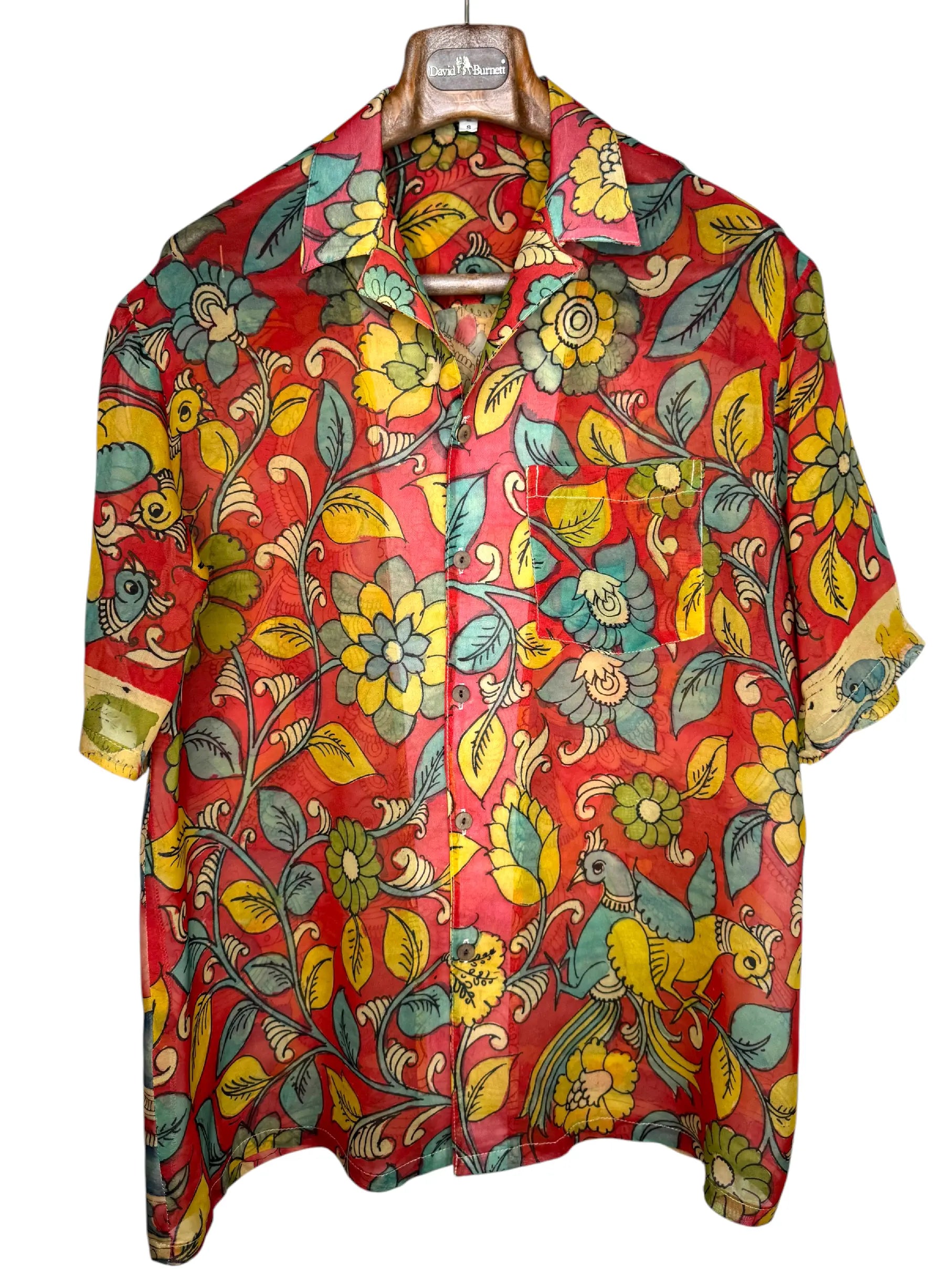 Camicia Etnica Seta Tussar Organza Krishna Fiori - Tg S