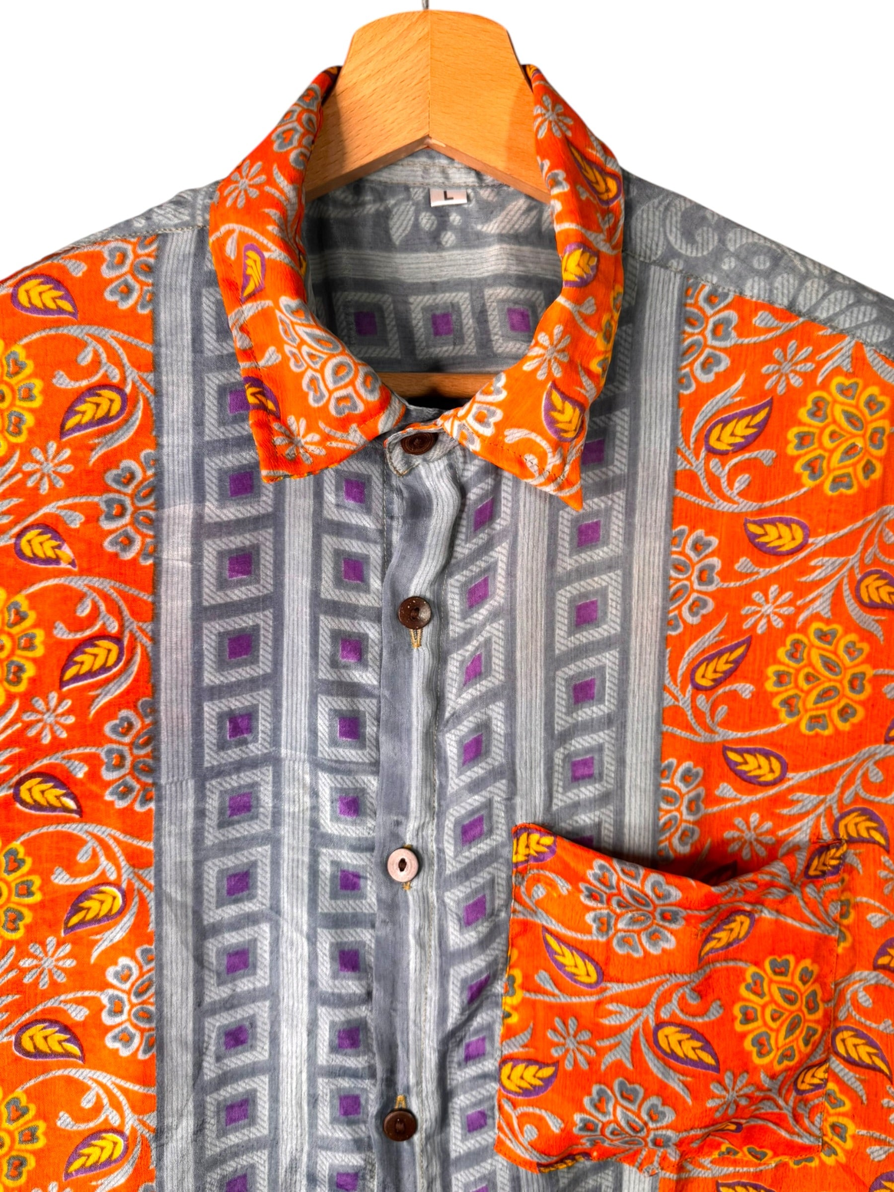 Camicia Particolare Arancio Grigio - Sari - Taglia L