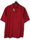 Camicia in Seta Sari Rosso Chevron Tono su Tono Unisex - Taglia S
