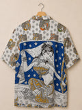 Camicia Etnica Sari Block Print Pavoni Retro - Taglia M