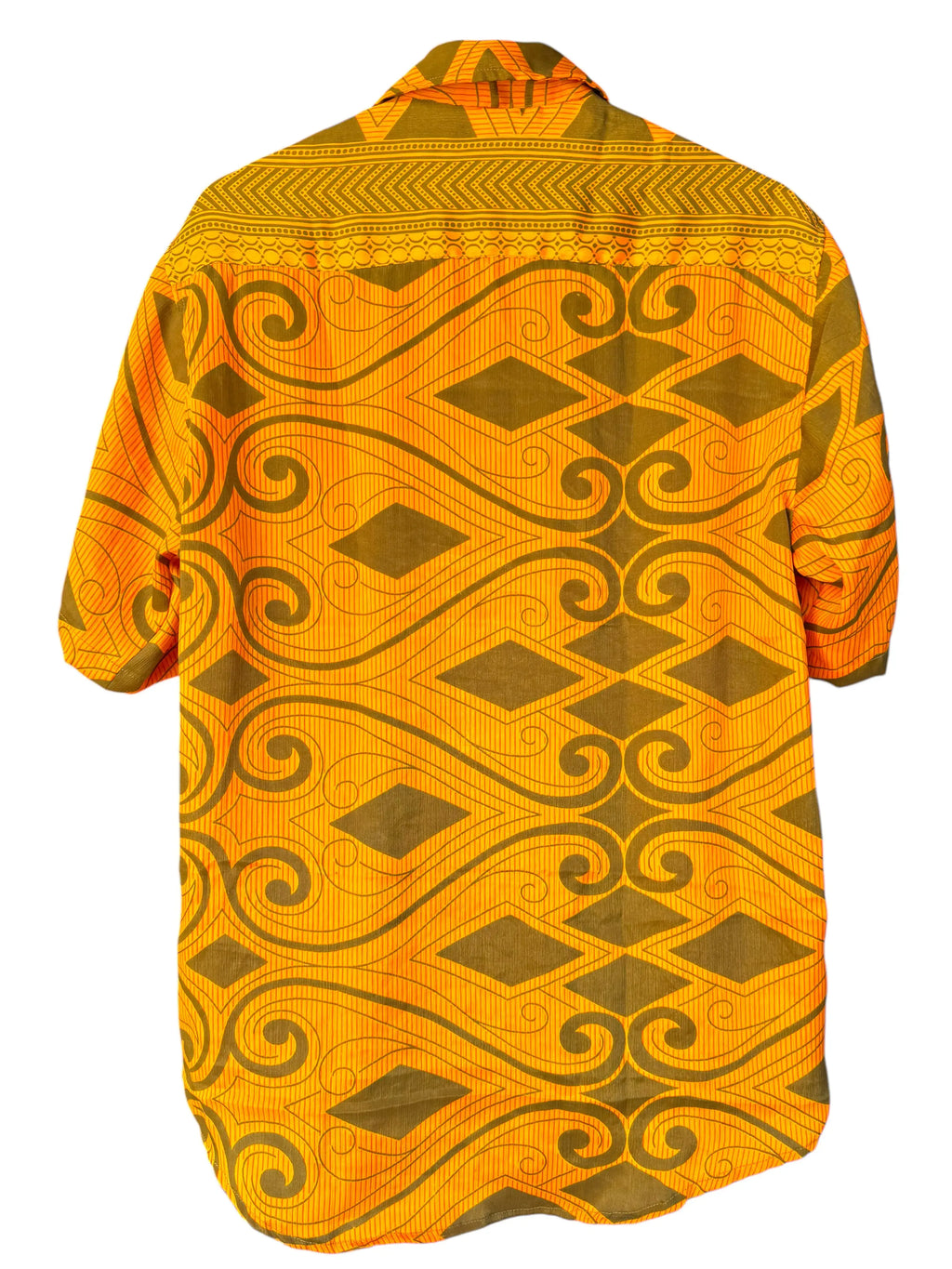 Camicia Etnica Arancio Verde Geometrica Boho Sari - Unisex - Taglia L CAMICIE PARTICOLARI