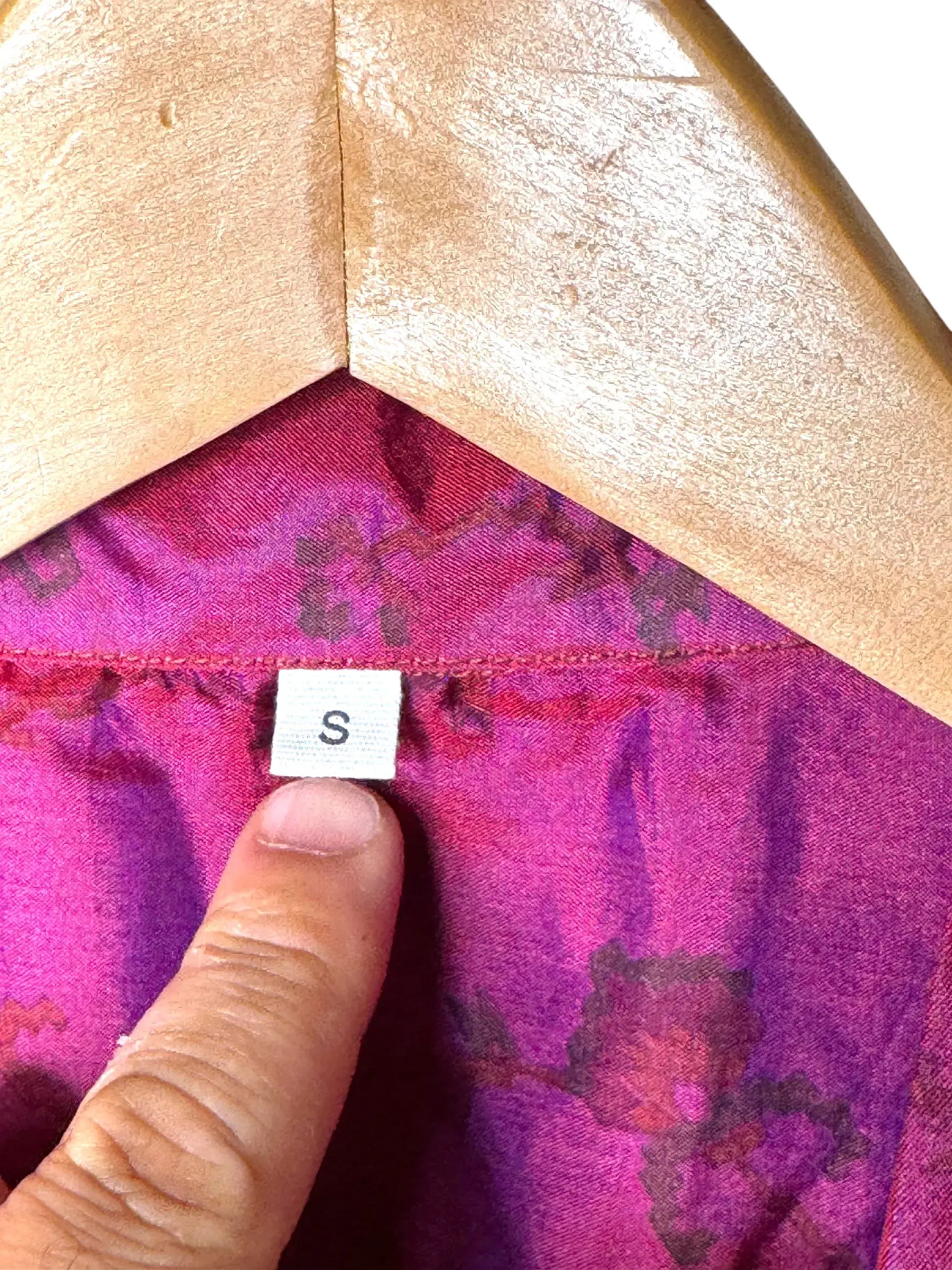 Camicia Etnica in Seta Sari Fucsia Iridescente - Taglia S