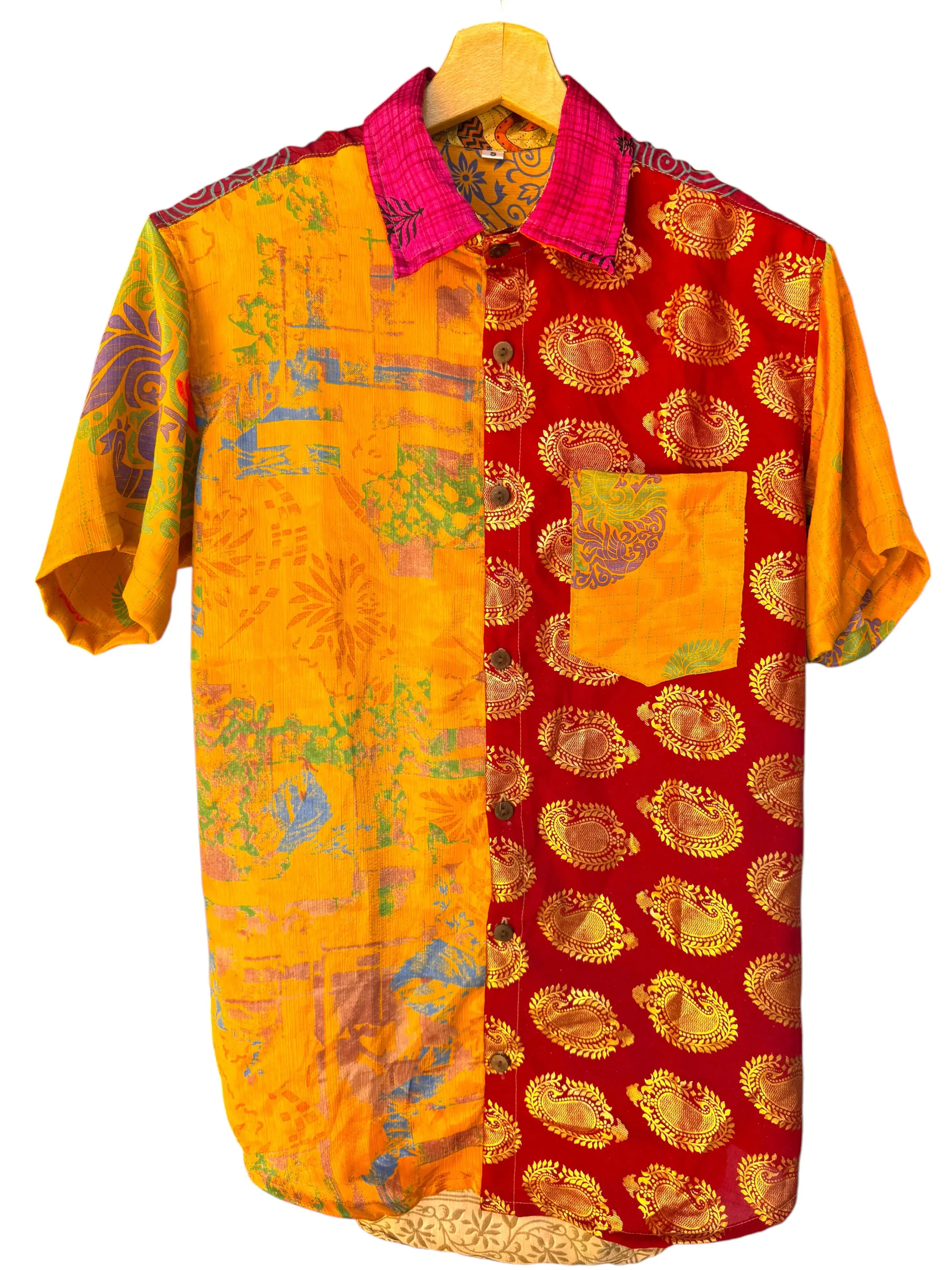 Camicia Patchwork Etnica Multicolor Boho Vintage - Taglia S