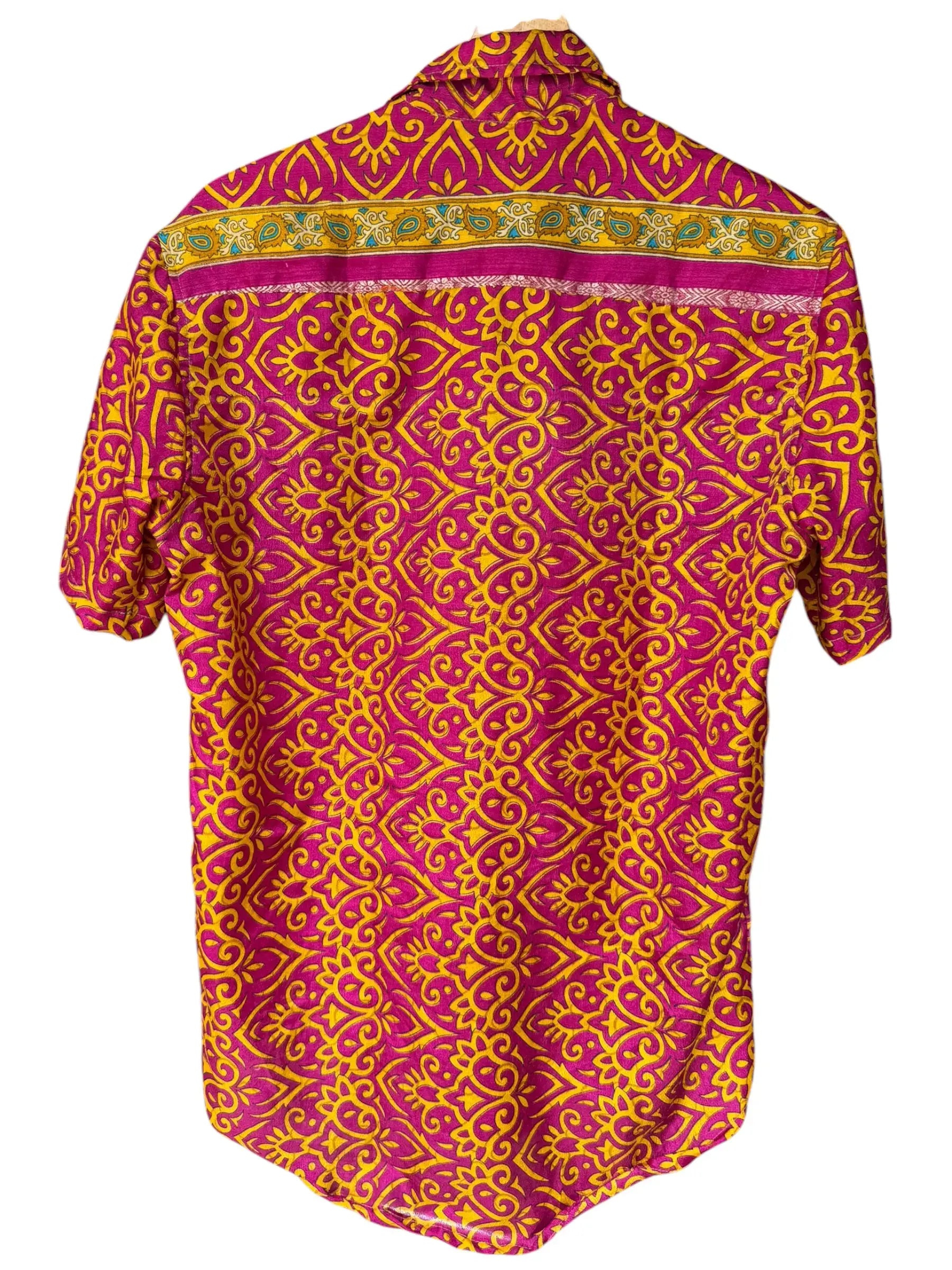 Camicia Etnica Fucsia e Oro Fantasia Orientale - Taglia M