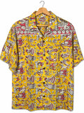 Camicia Etnica Sari Block Print Giallo Guerrieri Kalamkari - Taglia M CAMICIE PARTICOLARI