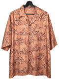 Camicia Etnica in Seta Sari Spirali Rosa Cipria - Taglia L