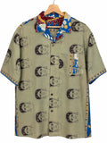 Camicia Sari Block Print Volti Devi Verde Salvia Unisex - Taglia L CAMICIE PARTICOLARI
