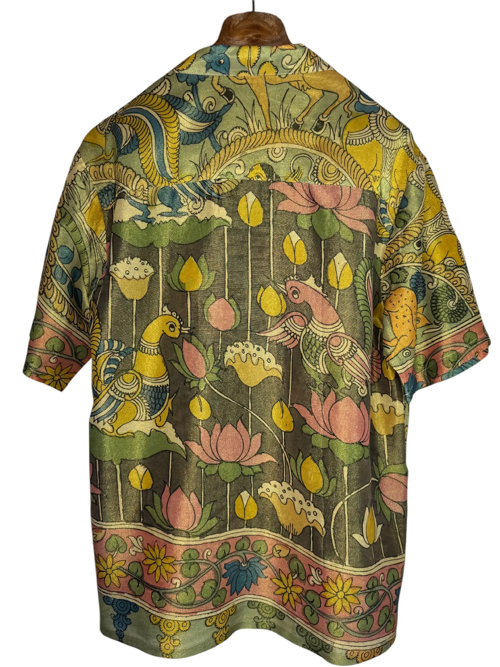 Camicia Etnica Seta Tussar Kalamkari Filo Oro - Tg S