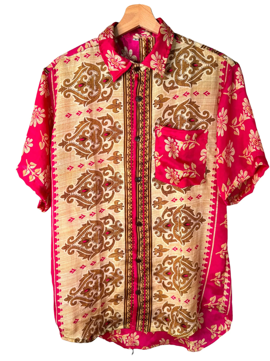 Camicia Particolare Fucsia e Beige - Sari - Taglia L