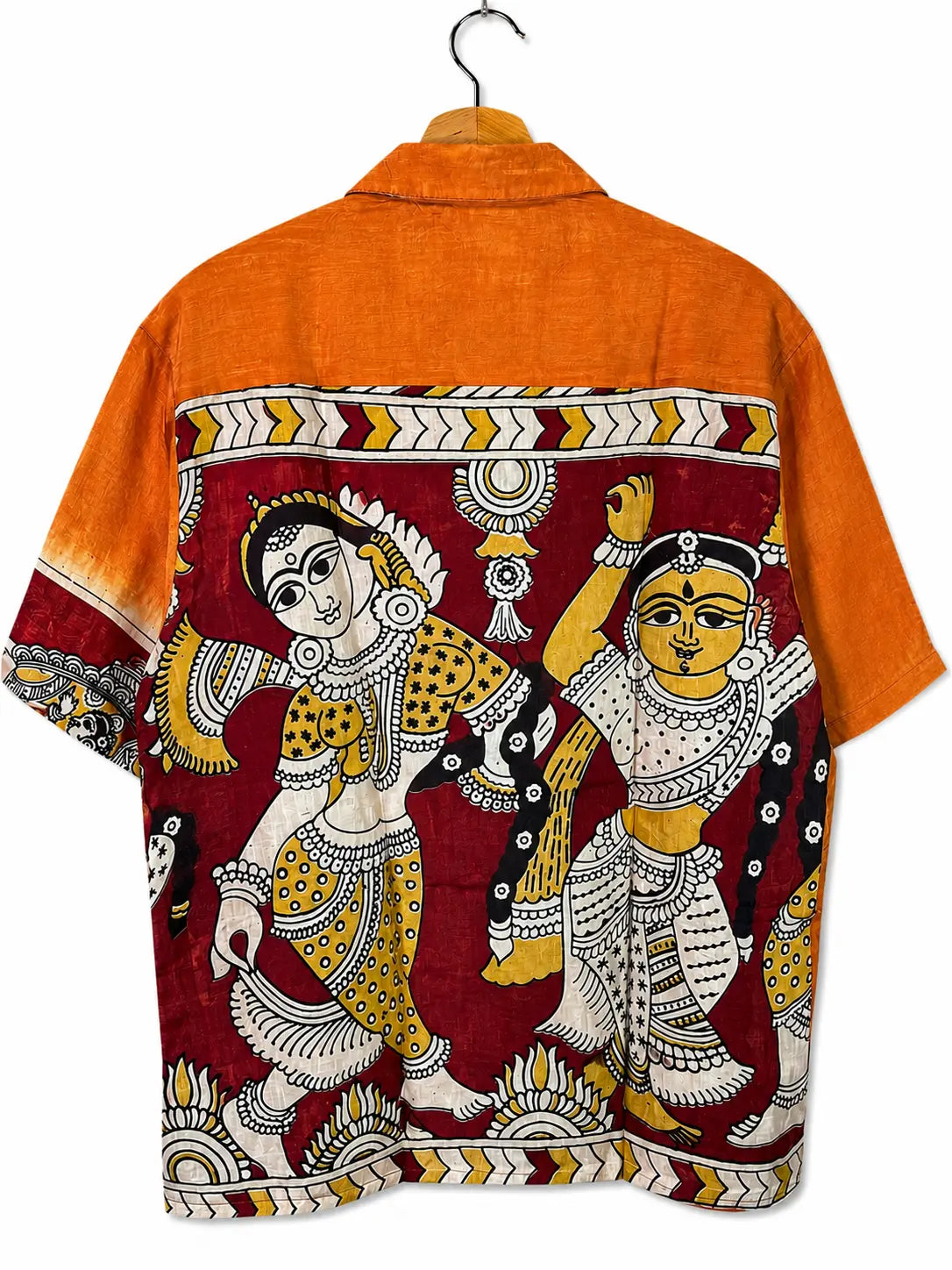Camicia Etnica Sari Block Print Arancio Danzatrici - Taglia M CAMICIE PARTICOLARI