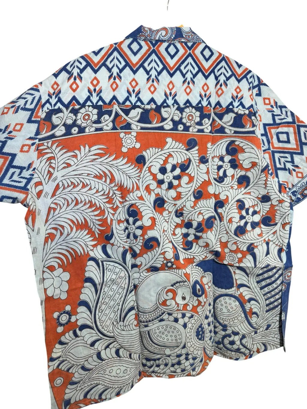Camicia Etnica Sari Block Print Geometrica - Taglia XL