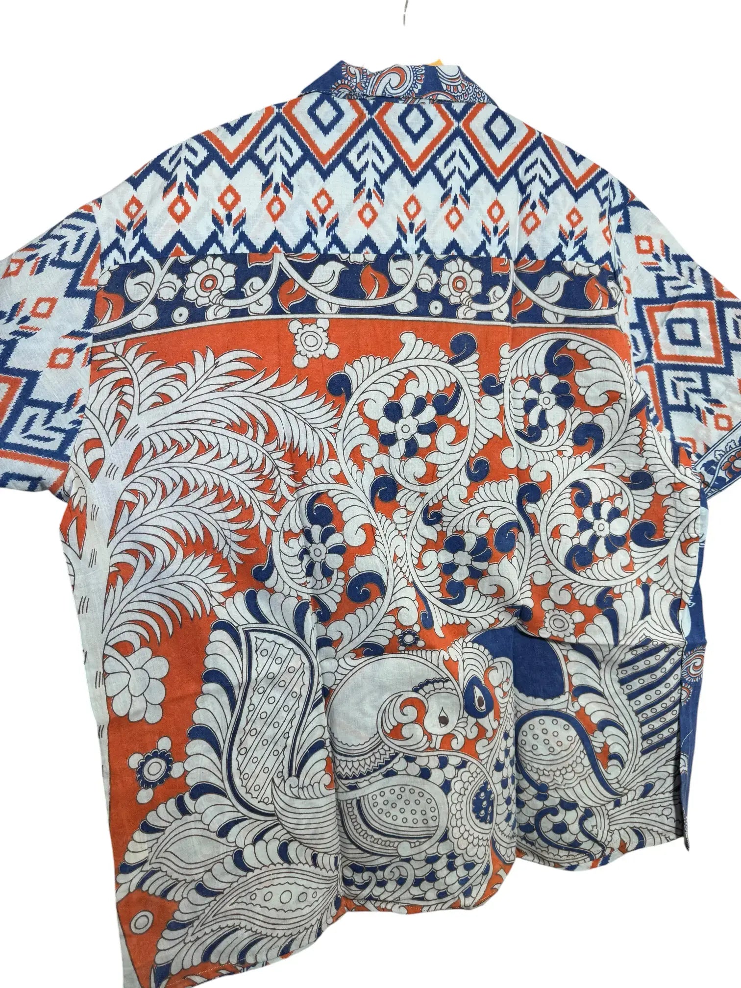Camicia Etnica Sari Block Print Geometrica - Taglia XL