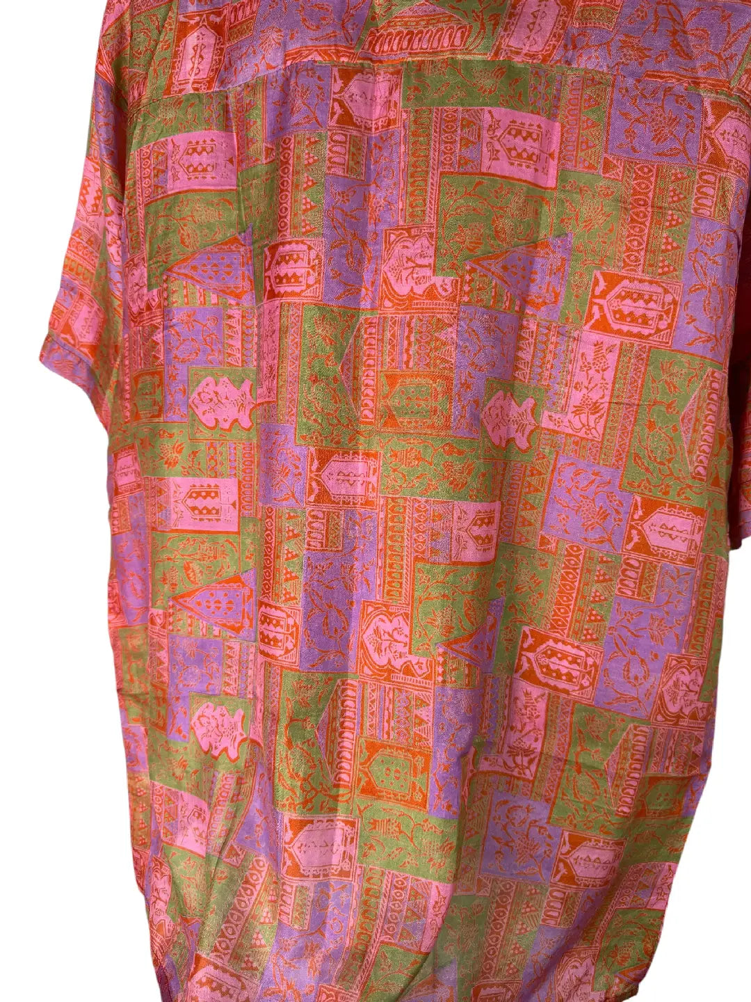 Camicia in Seta Sari Patchwork Etnico Unisex - Taglia M