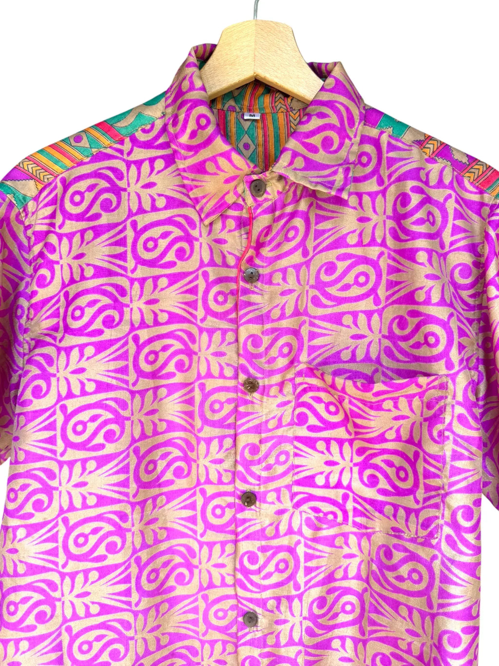 Camicia Etnica Rosa e Turchese Fantasia Vintage - Taglia M