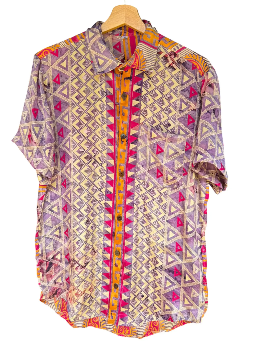 Camicia Geometrica Etnica Paisley Vintage Upcycled - Taglia M