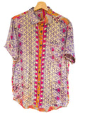 Camicia Geometrica Etnica Paisley Vintage Upcycled - Taglia M