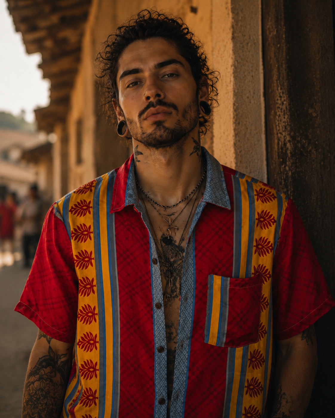 Camicia Etnica Rossa Paisley - Sari - Taglia M