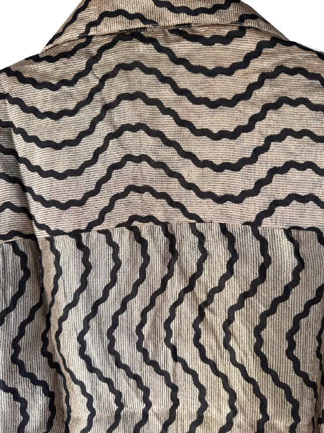 Camicia in Seta Sari Onde Nere su Sabbia Unisex - Taglia M