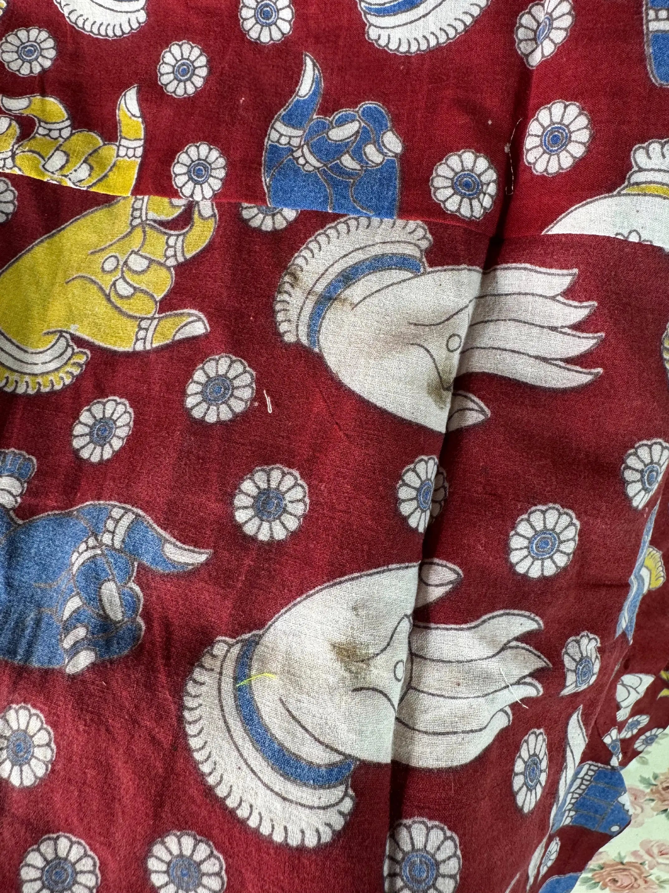 Camicia Sari Block Print Bordeaux Mani Mudra Unisex - Taglia L CAMICIE PARTICOLARI
