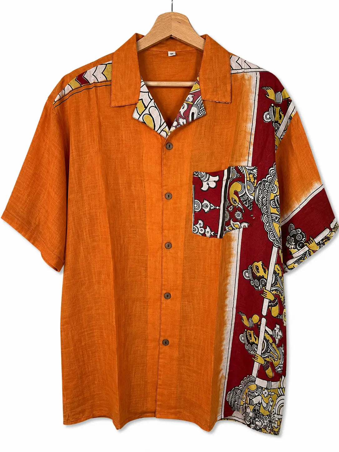 Camicia Etnica Sari Block Print Arancio Danzatrici - Taglia M CAMICIE PARTICOLARI