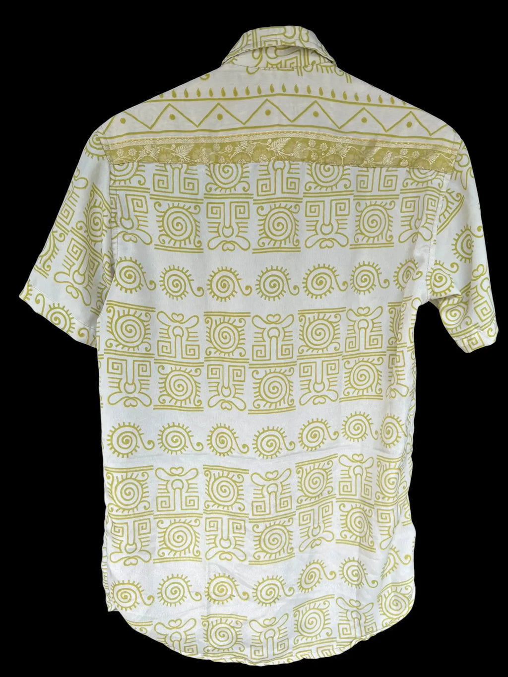 Camicia Etnica Bianca e Verde Lime Vintage - Taglia S
