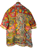 Camicia Etnica Seta Tussar Organza Krishna Fiori - Tg S