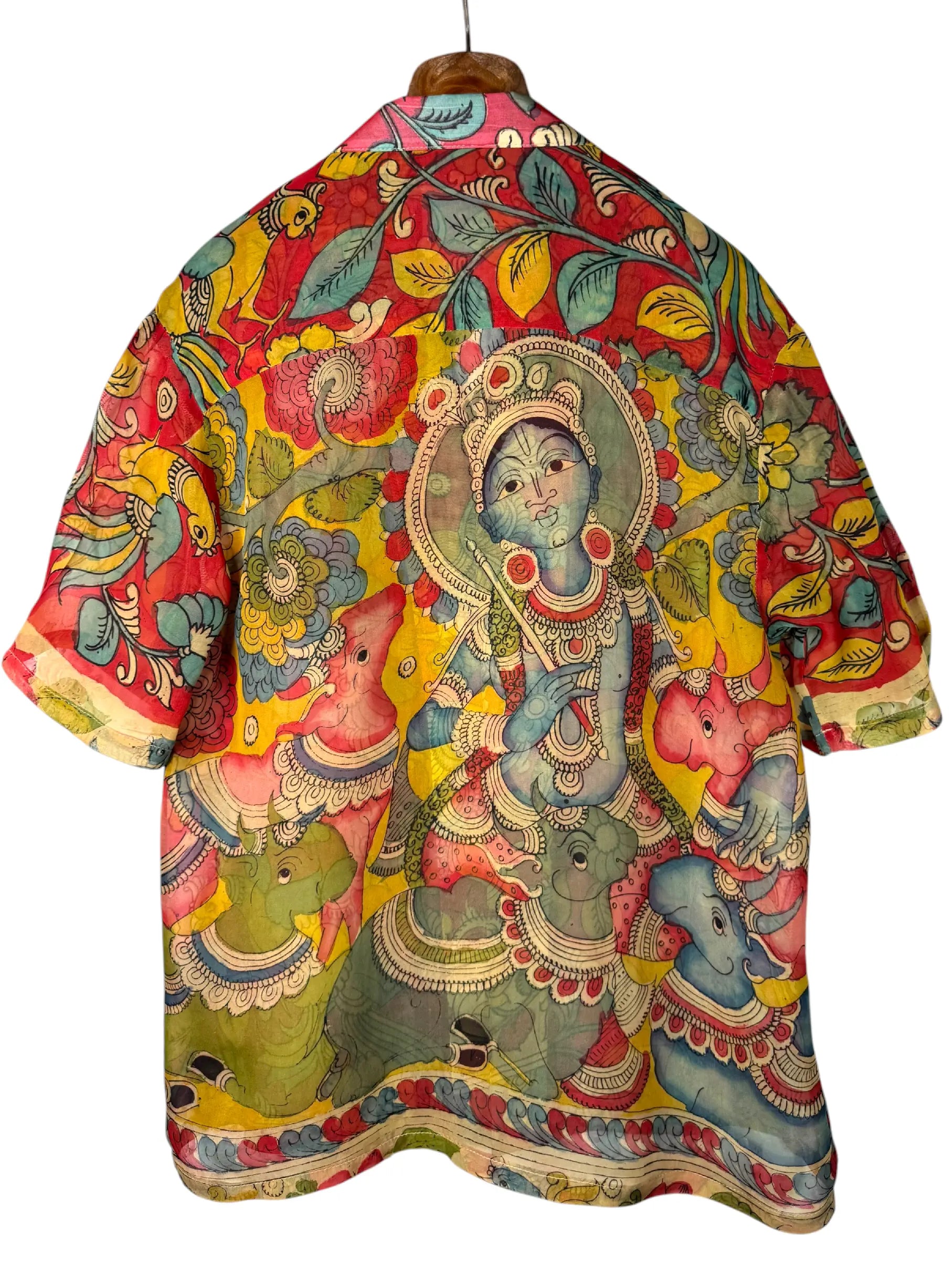 Camicia Etnica Seta Tussar Organza Krishna Fiori - Tg S
