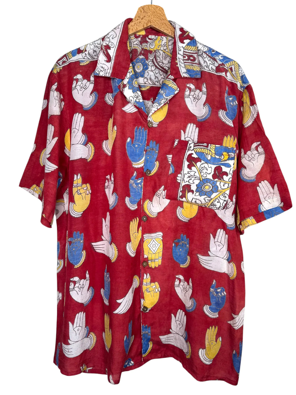 Camicia Etnica Kalamkari Mudra Rosso - Taglia S