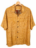 Camicia in Seta Sari Tribale Tono su Tono Ocra e Arancio - Taglia M