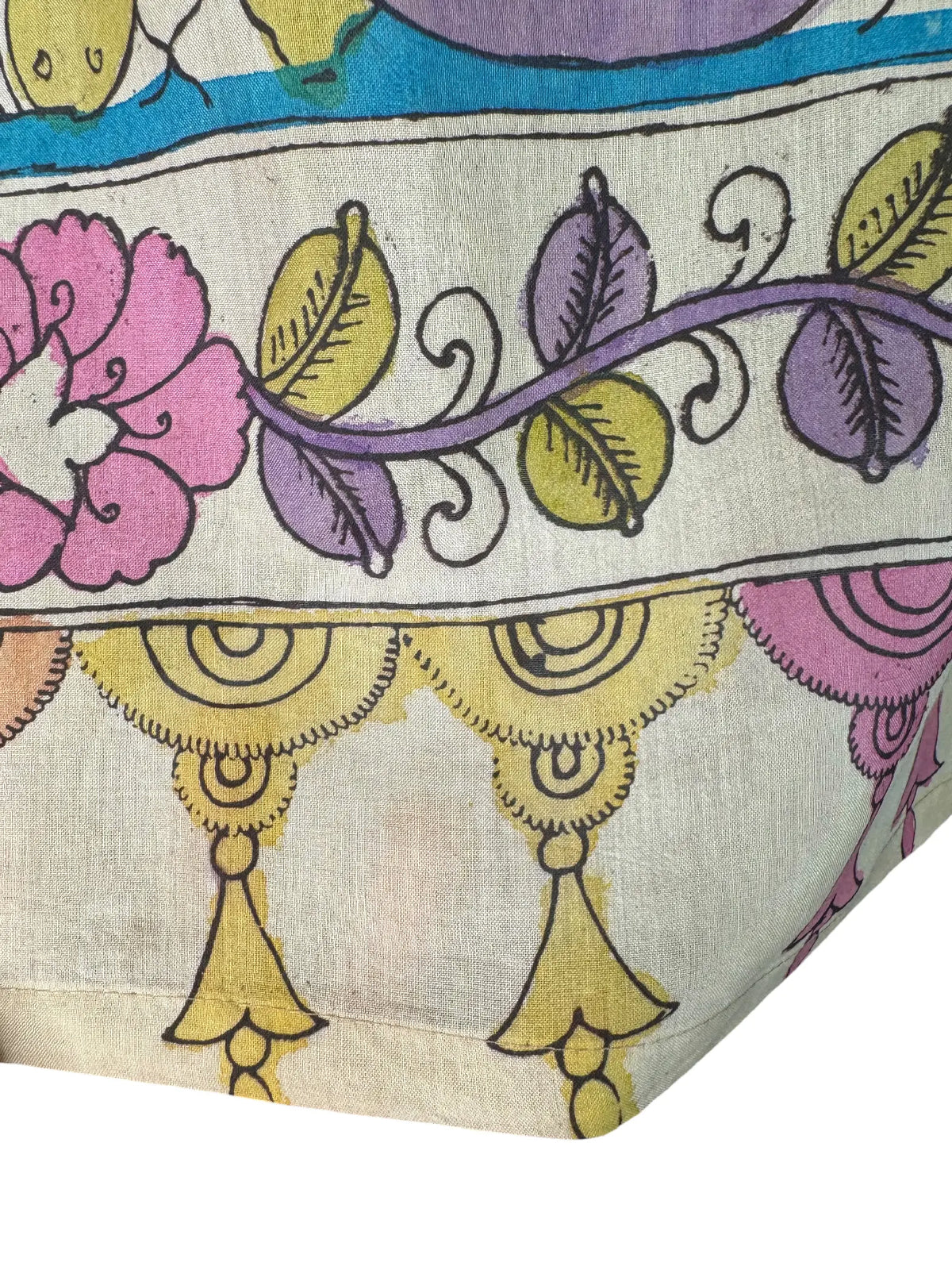 Camicia Etnica Seta Tussar Kalamkari Rama e Scrittura - S