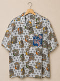 Camicia Etnica Sari Block Print Pavoni Retro - Taglia M