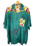Camicia Etnica Kalamkari Danzatrici Cotone Verde - Taglia L