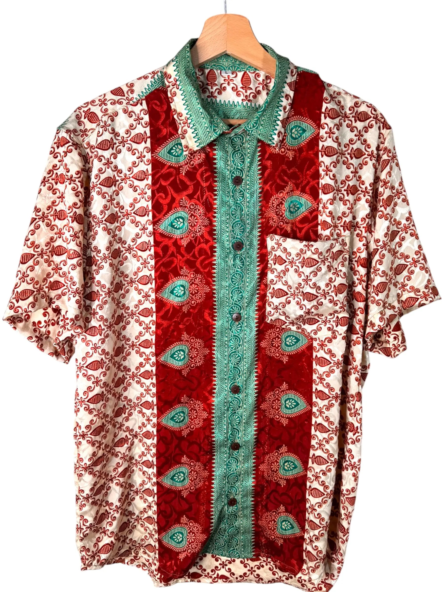 Camicia Particolare Bordeaux e Verde - Sari - Taglia L