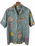 Camicia Etnica Seta Tussar Kalamkari Figure e Scrittura - M