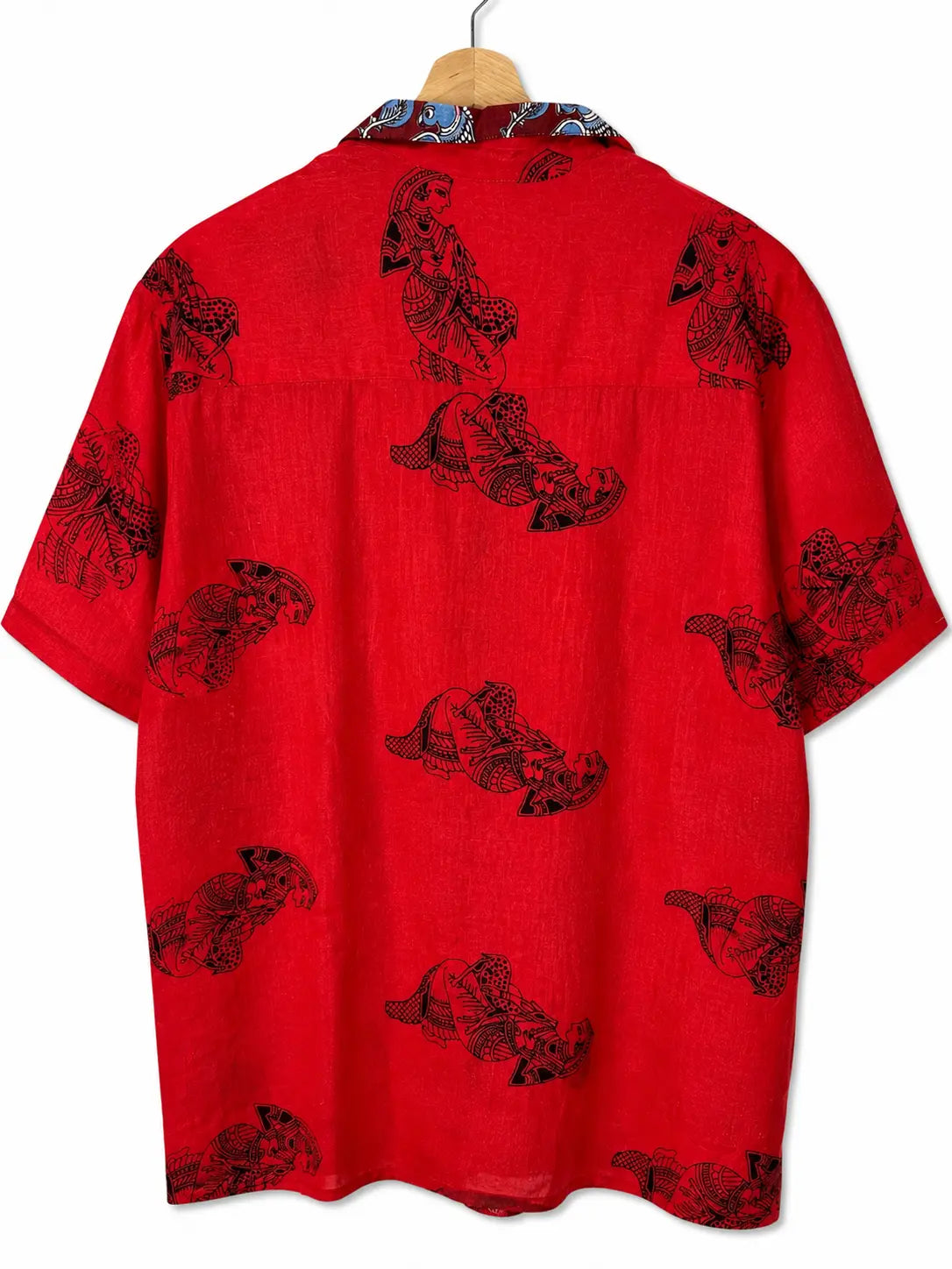 Camicia Etnica Sari Block Print Rosso Figure Indiane - Taglia M CAMICIE PARTICOLARI
