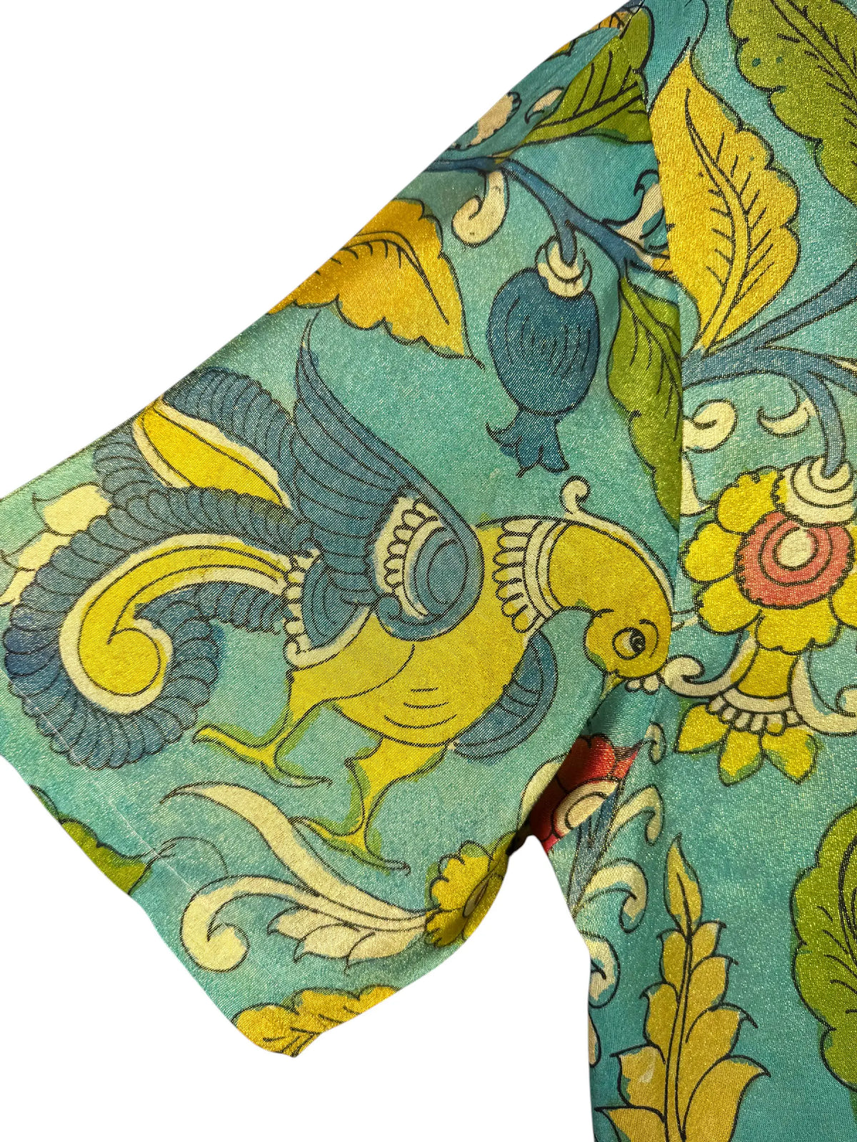 Camicia Etnica Seta Tussar Organza Fiori Oro - Taglia M