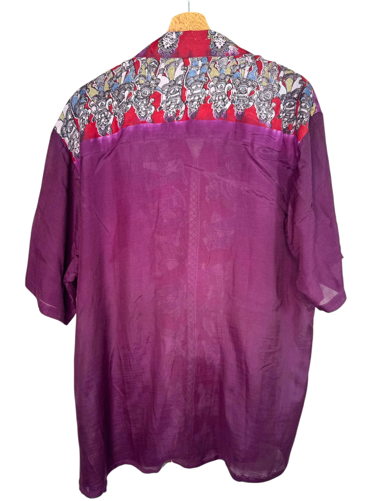 Camicia Etnica Kalamkari Figure Sacre Viola - Taglia M