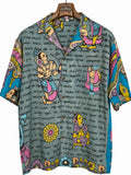 Camicia Etnica Seta Tussar Kalamkari Rama e Scrittura - S