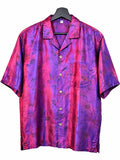 Camicia in Seta Sari Cangiante Fucsia Viola Mandala Unisex - Taglia M