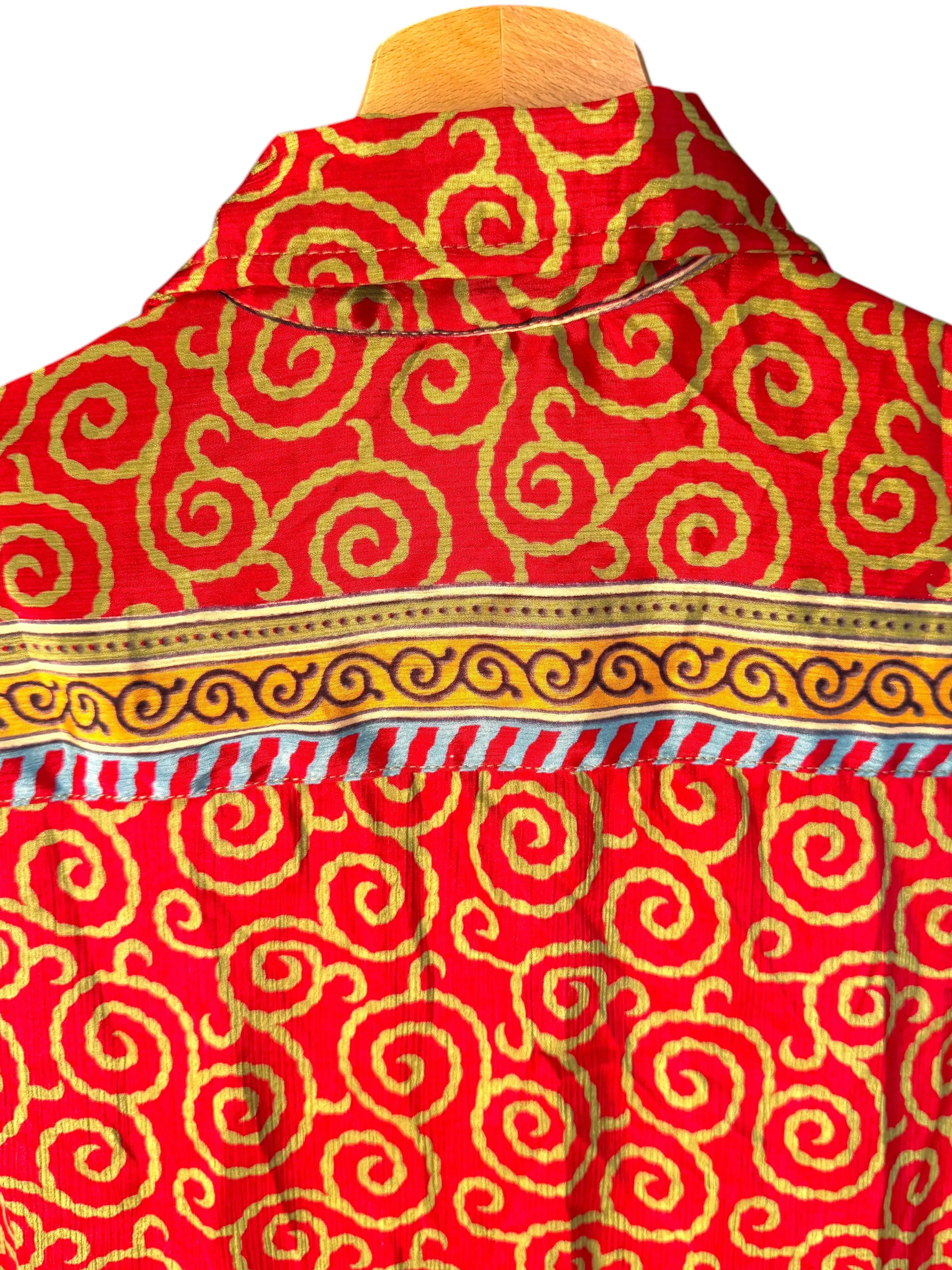 Camicia Etnica Rossa Oro - Spirale Paisley - Boho Unisex - Taglia M