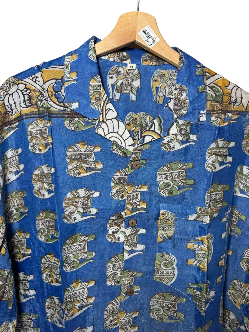Camicia Etnica Sari Block Print Elefanti - Taglia XL