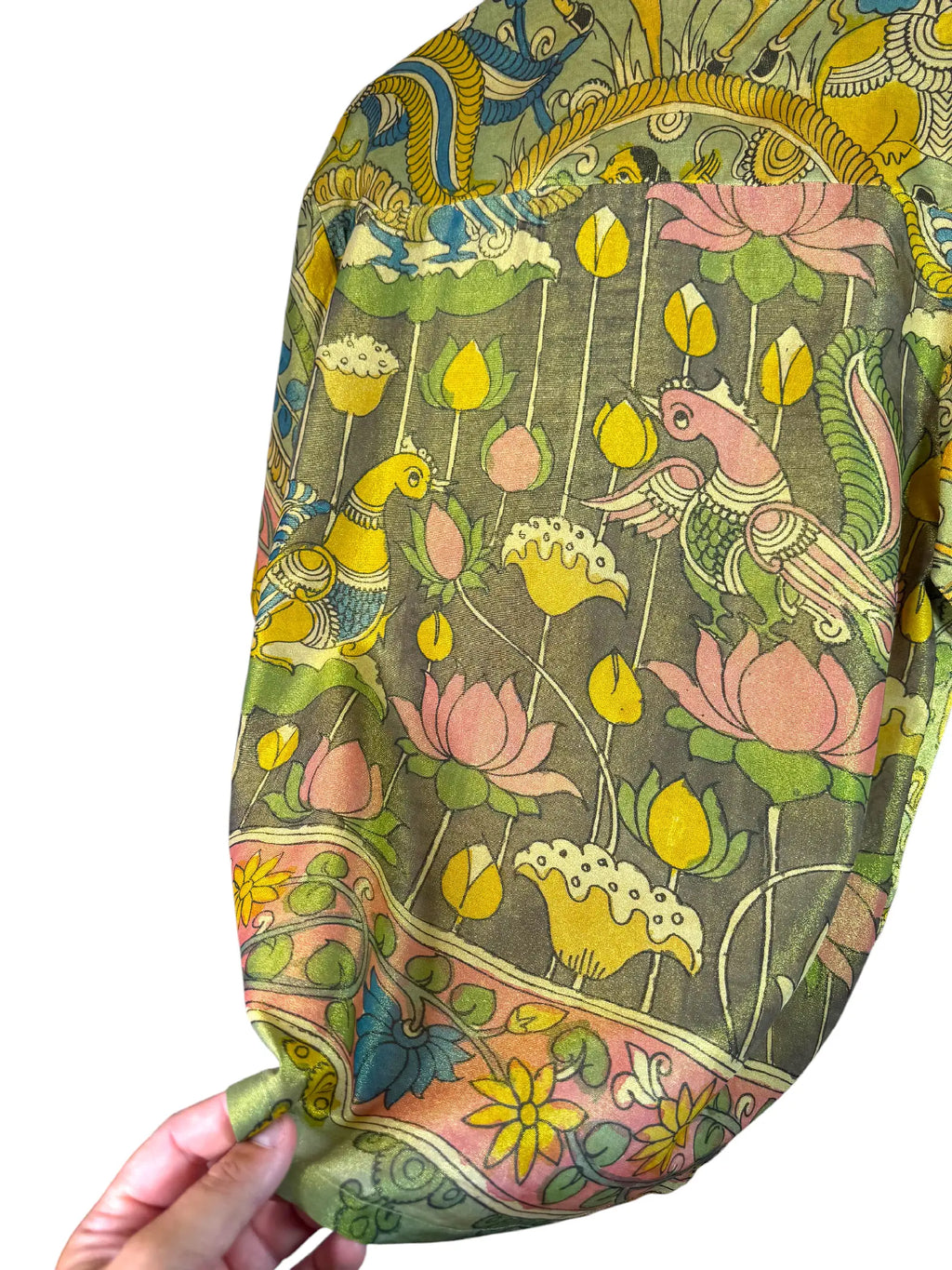 Camicia Etnica Seta Tussar Kalamkari Filo Oro - Tg S