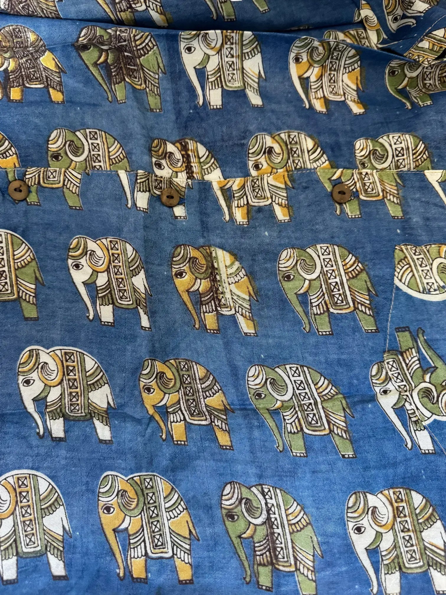 Camicia Etnica Sari Block Print Elefanti - Taglia XL