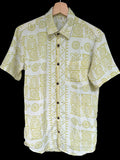 Camicia Etnica Bianca e Verde Lime Vintage - Taglia S