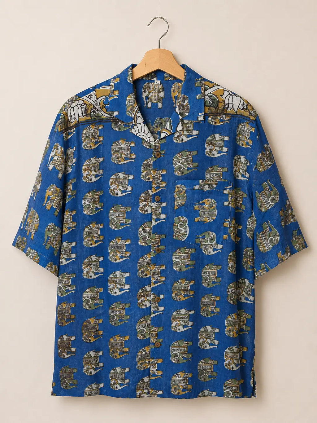 Camicia Etnica Sari Block Print Elefanti - Taglia XL