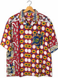 Camicia Etnica Sari Ikat Rosso Pavone Kalamkari - Taglia M CAMICIE PARTICOLARI