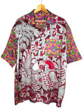 Camicia Etnica Kalamkari Pavone Cotone Fucsia - Taglia L