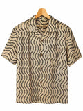 Camicia in Seta Sari Onde Nere su Sabbia Unisex - Taglia M