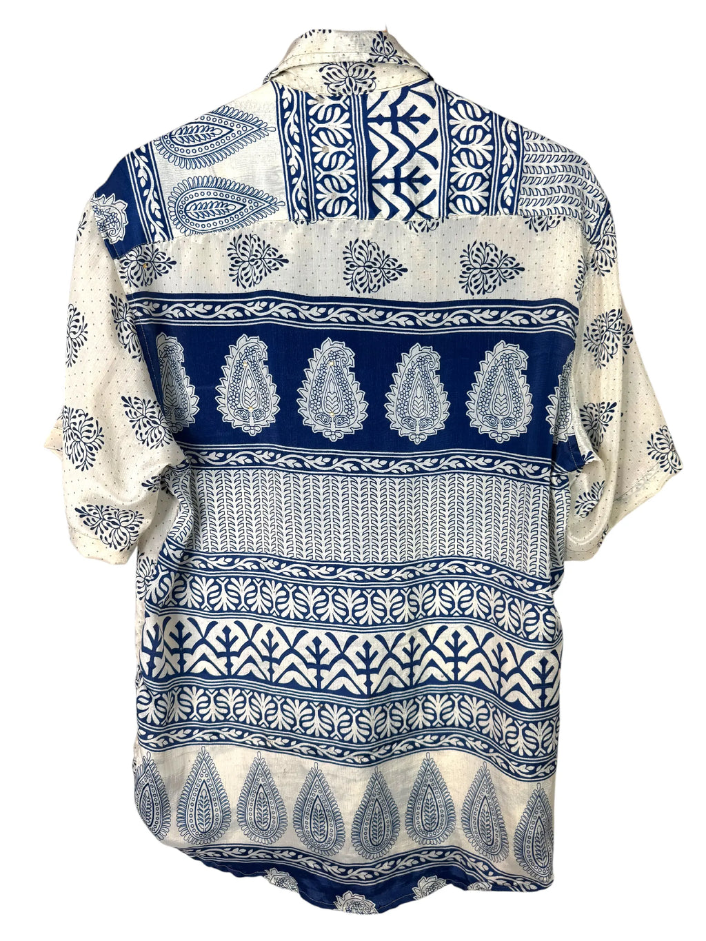 Camicia Etnica Sari Paisley Blu Indaco - Taglia L CAMICIE PARTICOLARI